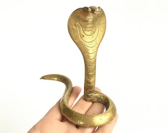 Snake Ornament Vintage Brass Striking Cobra Serpent Figurine Altar Statue Decor Spirit Animal Guide Ritual Magic Wiccan Spell Gothic