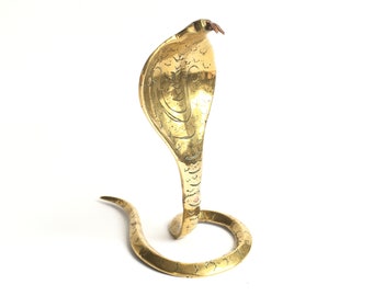 Snake Ornament Vintage Brass Cobra Serpent Figurine Altar Statue Decor Spirit Animal Guide Forked Tongue Ritual Magic Wiccan Spell Gothic