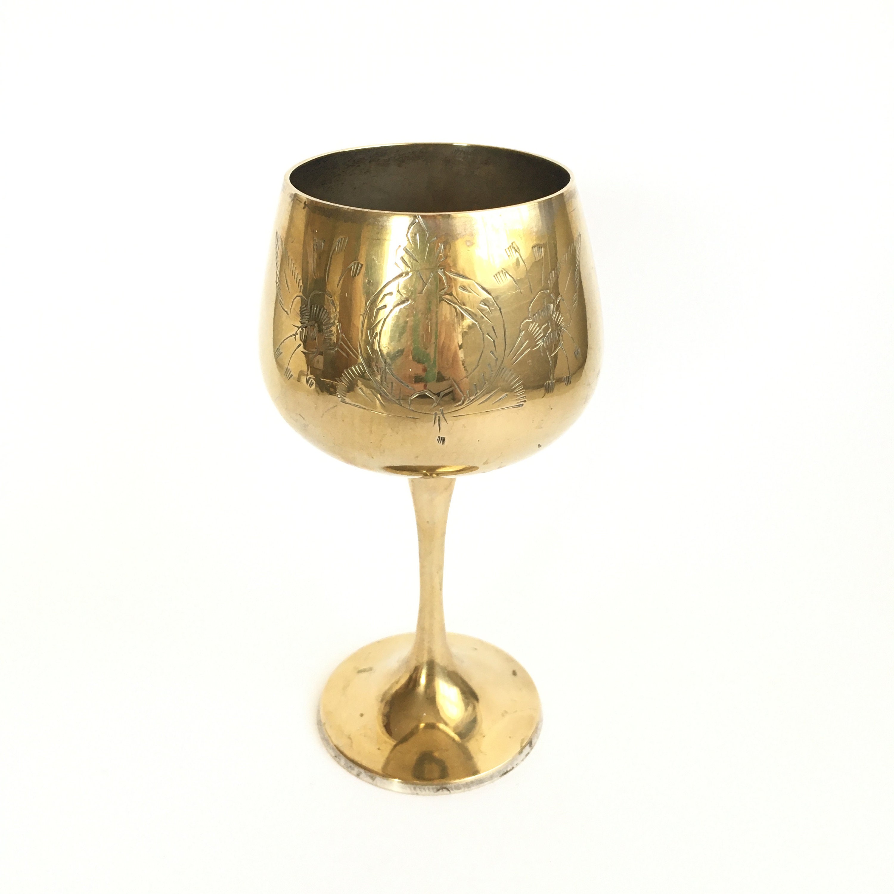Vintage Brass Chalice Goblet Ceremony Ritual Blessing Cup Etsy