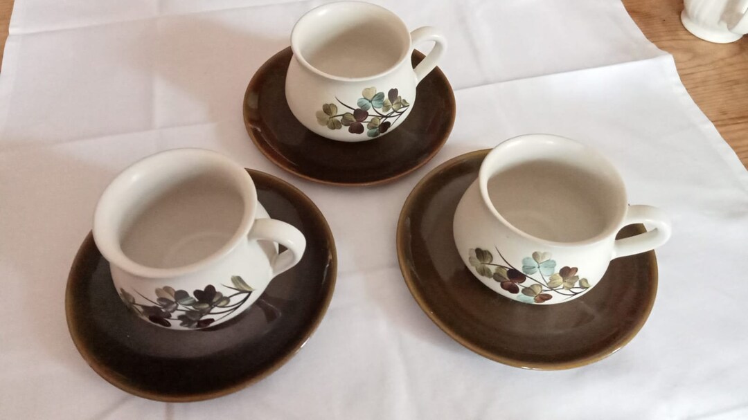 Denby Shamrock Pattern Tea Cup and Saucer Set - Etsy