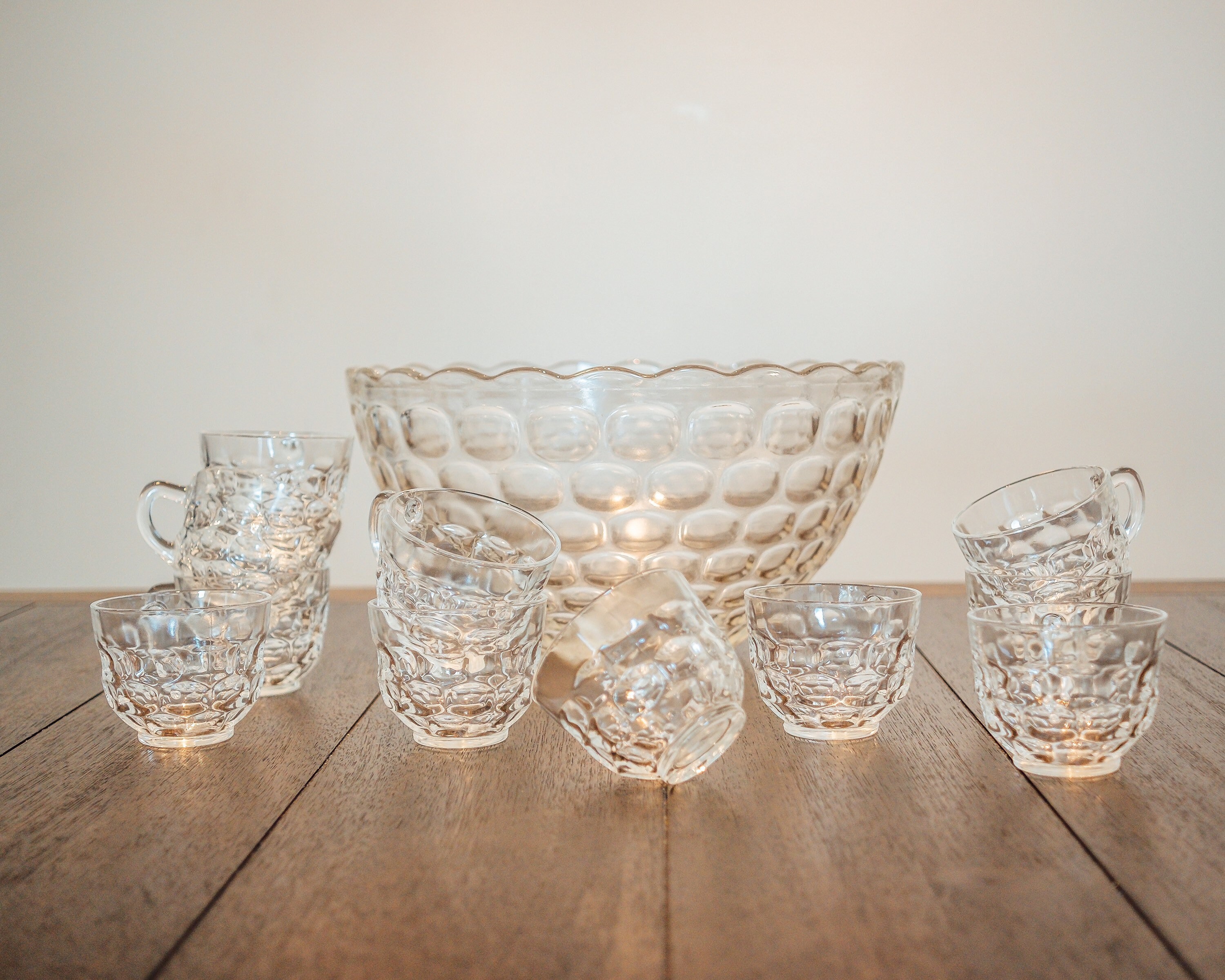 Vintage crystal punch bowl & cups Etsy