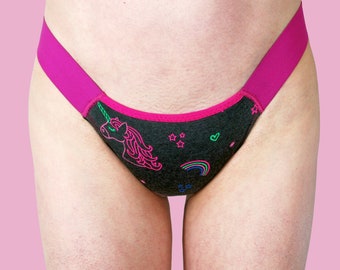 WILDSIDE Limited Edition 'Neon Unicorn' Tucking Gaff thong underwear for transgender women