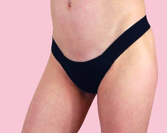 ESSENTIAL Black Tucking Gaff Tanga-Unterwäsche für Transgender-Frauen