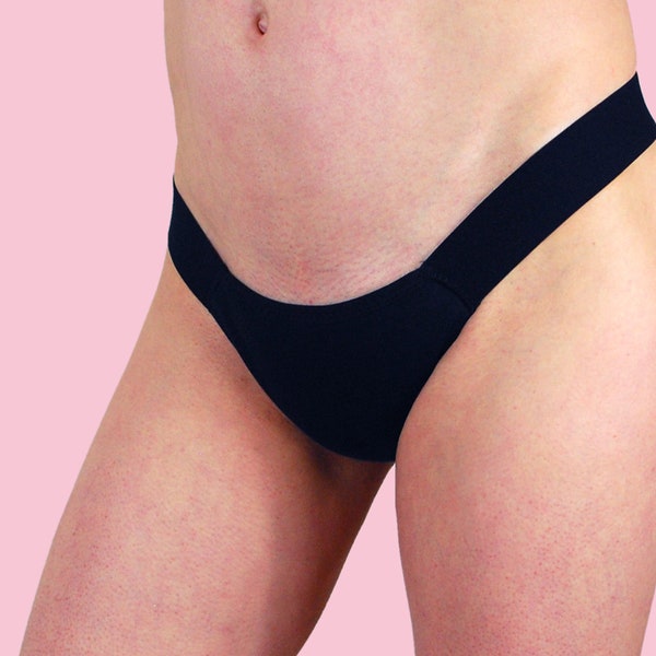 ESSENTIAL Black Tucking Gaff thong underwear for transgender women