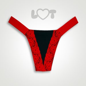 DEEP VEE &#39;Red on Black&#39; classic transgender tucking gaff, thong underwear