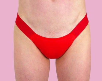 Red transgender tucking gaff, thong underwear