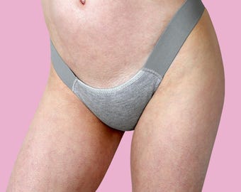 Grey marl transgender tucking gaff, thong underwear