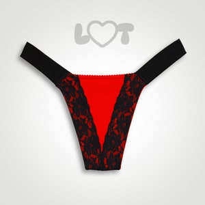 DEEP VEE &#39;Black on Red&#39; classic transgender tucking gaff, thong underwear