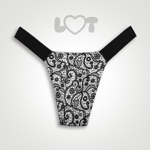 Lace Print Limited Edition UV Reactive Tucking Gaff thong underwear for transgender women