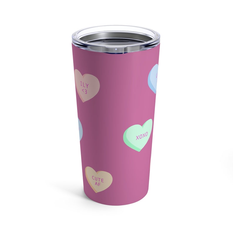 Candy Heart Thermal Tumbler Mug (Light Pink) main image 0