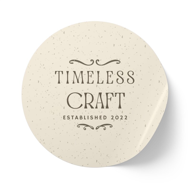Timeless Tim Sticker Timeless Craft Logo Round Sticker Label Rolls | Kraft Beige Logo ...