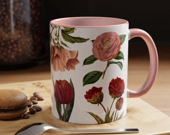 Vintage Floral Coffee Mug: Elegant Tea Cup, Retro Kitchen Decor