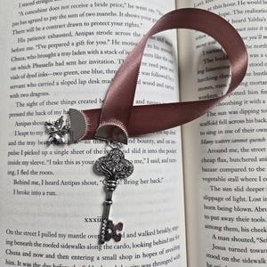 Rhinestone Key Butterfly Jewel Ribbon Bookmark, Silver Pink Ribbon Bookmark Jewel, Book Accessory, gift for mom, Birthday Gift, Teacher Gift
