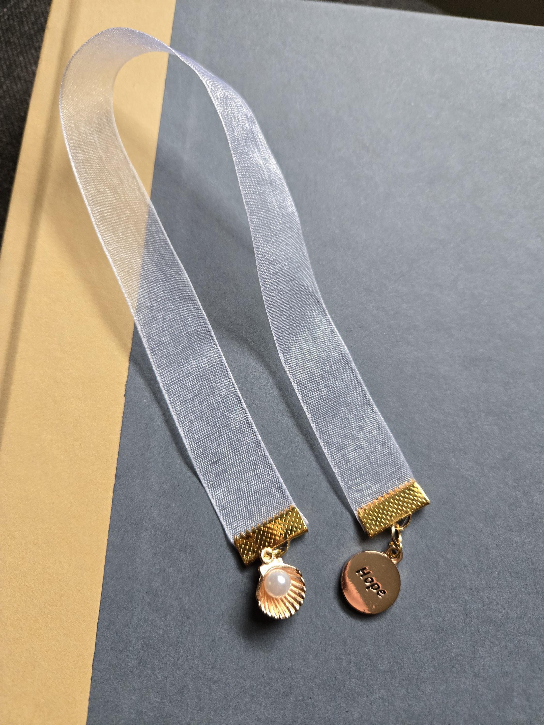 Shell Ribbons Pearled Shell Ribbon Bookmark: Book Lover Gift - Etsy