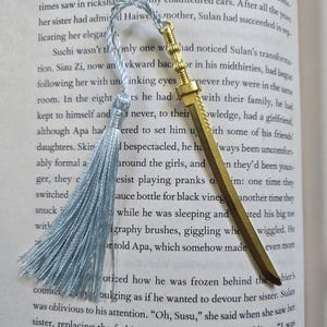 Gold Style Sword Blue Tassled Bookmark, Unique Bookmarks, Sword Bookmark Gift, Book Lover Gift, Gift for Readers, Gift for Him/Her, Birthday