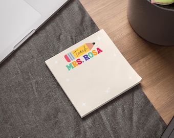Personalized Teacher Post-it Note Pads: Custom Stationery Gift
