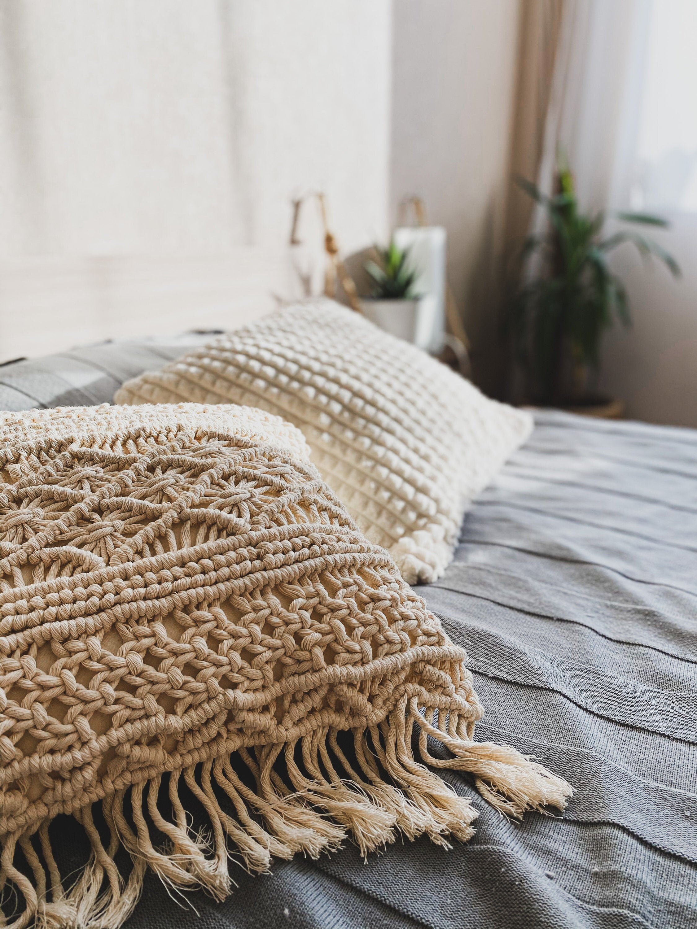 Boho Macrame Pillow Boho Texture Pillow Case 40 x 40 Etsy