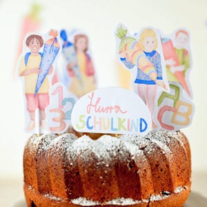 Cake Topper for school enrollment colorful, download, school children cake topper, Waldorf school enrollment, hurray school child, cake for school enrollment girl