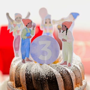 DIY Cake Topper Birthday Children Cake Topper File for Download Cake Topper Happy Birthday Number Plug 2 Girls with Balloon