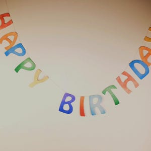 Happy Birthday garland colorful letters garland download file paper children&#39;s birthday decoration to print Waldorf birthday garland large