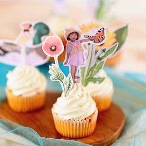 DIY muffin topper summer birthday, gnome muffin topper muffin decoration boys girls children&#39;s birthday, PDF download for printing