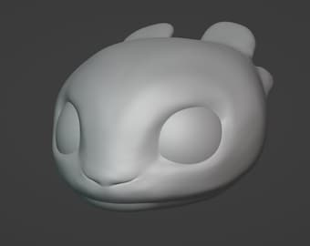 Light fury dragon head simple raw 3D sculpture model suitable for furry/cosplay/foam/print
