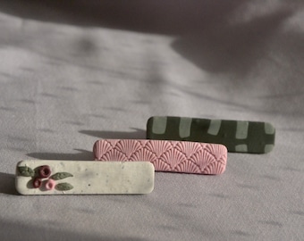 Polymer clay handmade artisan barrette hair clip