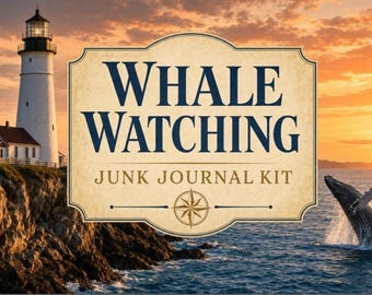 Walvisspotten, Junk Journal Kit, Printbare Nautische Kustafbeeldingen Oceaan Vuurtoren Digitale Download