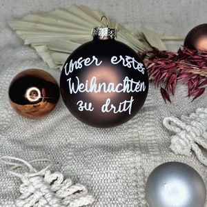 Glass Christmas ball gift idea our first Christmas for three