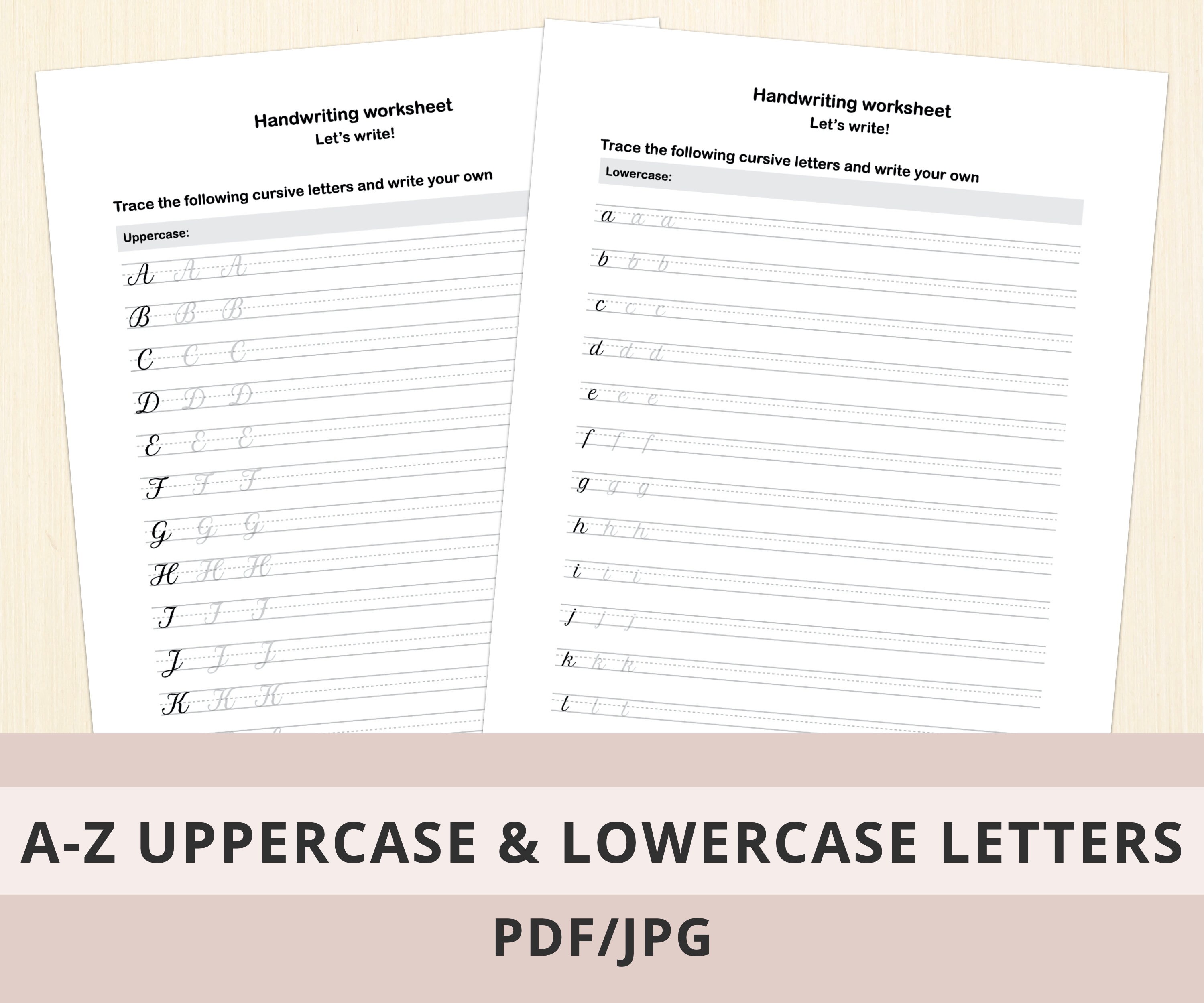 printable cursive handwriting worksheets us letter english etsy australia