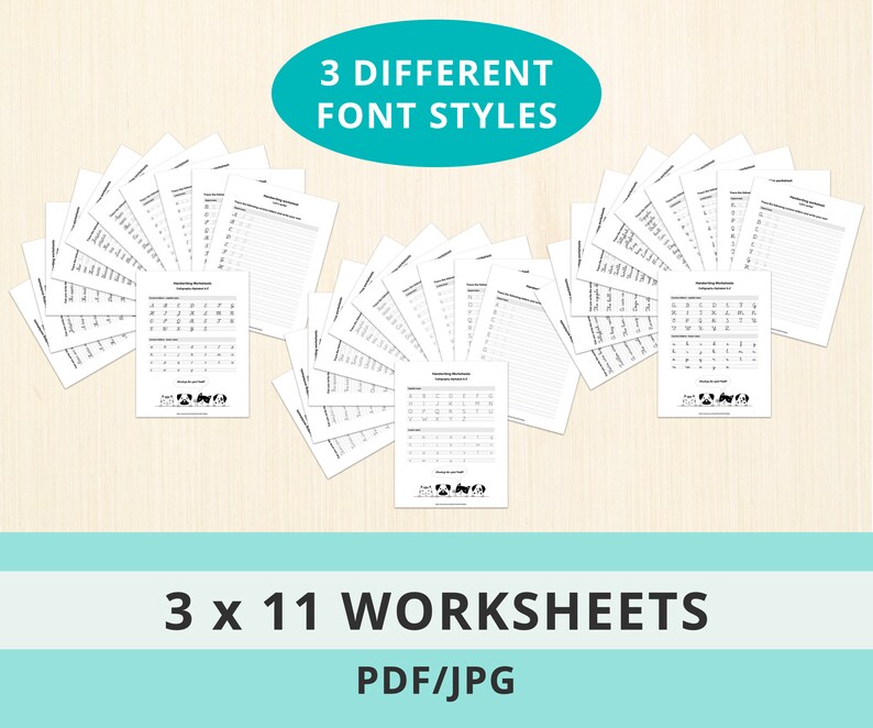 Printable Calligraphy Handwriting Worksheets Bundle With 3 - Etsy