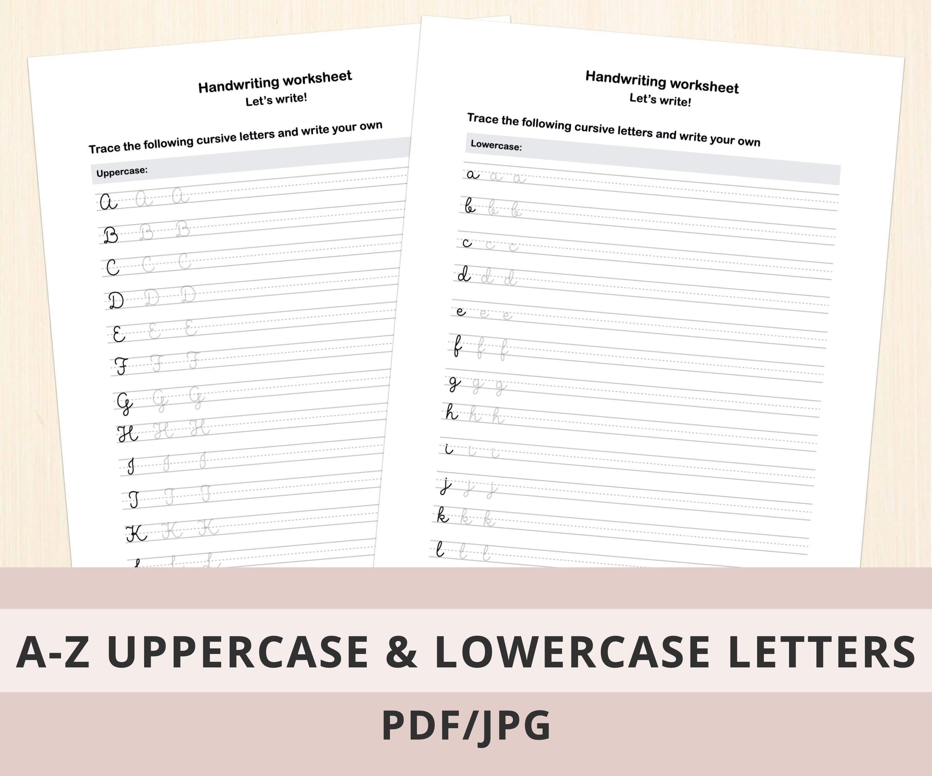 Cursive Handwriting Worksheets Printable US Letter English - Etsy