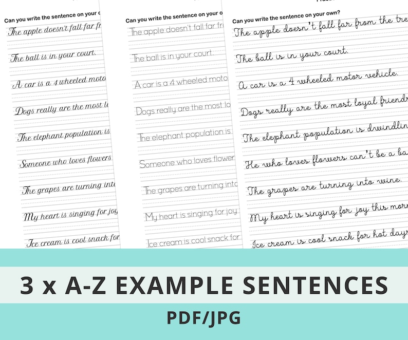 Printable Calligraphy Handwriting Worksheets Bundle With 3 - Etsy