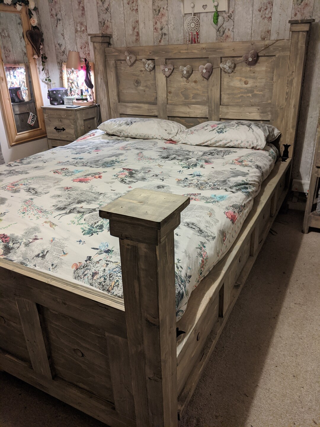 Rustic Solid Wood Bed Frame - Etsy UK