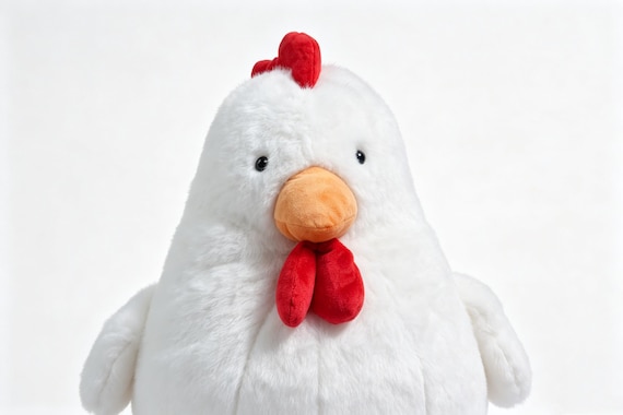 Yellow & White Chicken Plushies Ecofriendly Recycled Polyfill Duck Goose Stuffed Animal Stuffies Toy Children Pet Large Soft