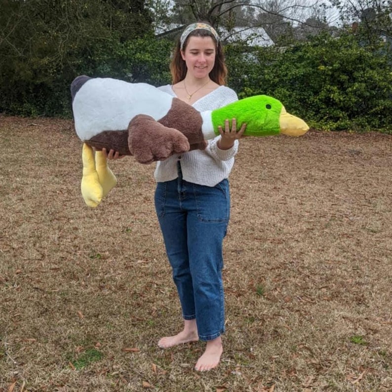 Peluches de pato real ecológicos, relleno de poliéster reciclado, juguete para niños, mascota grande Large