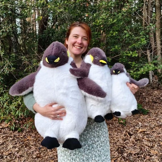Emperor Penguin Handstuffed  Plushies Ecofriendly Recycled Polyfill Stuffed Animal Stuffies Toy Children Pet Arctic Winter Snow Bird