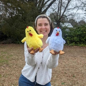 Yellow & White Chicken Plushies Ecofriendly Recycled Polyfill Duck Goose Stuffed Animal Stuffies Toy Children Pet Large Soft image 17