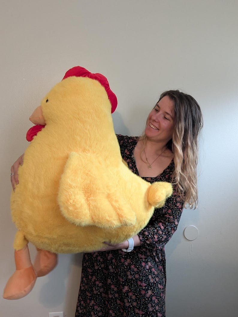 Yellow & White Chicken Plushies Ecofriendly Recycled Polyfill Duck Goose Stuffed Animal Stuffies Toy Children Pet Large Soft image 14