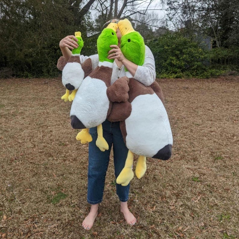 Peluches de pato real ecológicos, relleno de poliéster reciclado, juguete para niños, mascota grande imagen 2