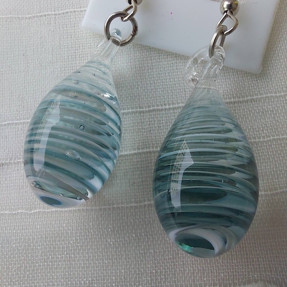 Handmade Rain Drop Earrings Glass | Hypoallergeni… - image 6