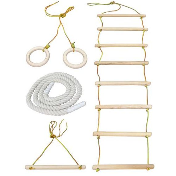 Bars And Ropes Gymnastics Bar Rebo Children's Gymnastic Trapeze Bar With 2 Gym Rings ...