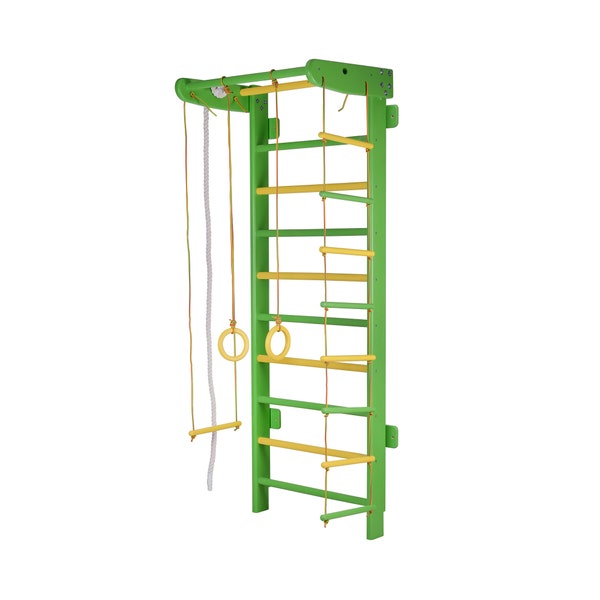 Wooden Green indoor Playground Home Yard Wall Swedish Ladder Stall Bars Climbing Baby Climber Kid Ladder Gym home Kids Wall Bars pull up bar