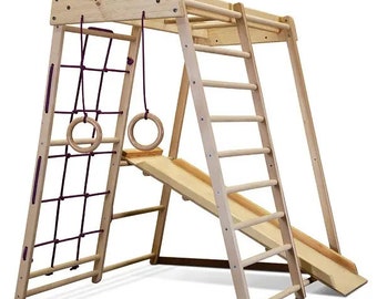 Eco Wooden Sports Complex for kids | Home Gymnastic Indoor Gym Climbing | Children's Playground complex