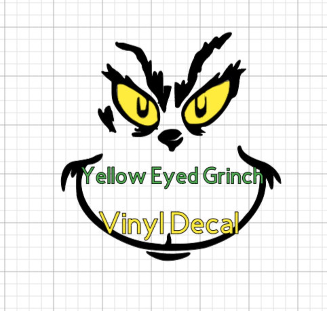 5 Wide Yellow Eyed Vinyl Decal Perfect For Your Grinch Etsy