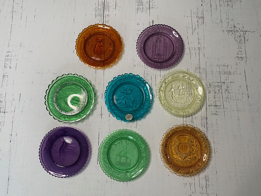 Vintage Pairpoint Glass Cup Plates, Sagamore , Massachusetts Vintage
