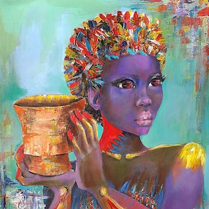 Abstrakte Porträtmalerei, Schwarze Kunst, Afrikanische Kunst Kunstdrucke, Leinwandkunst, Wandkunst