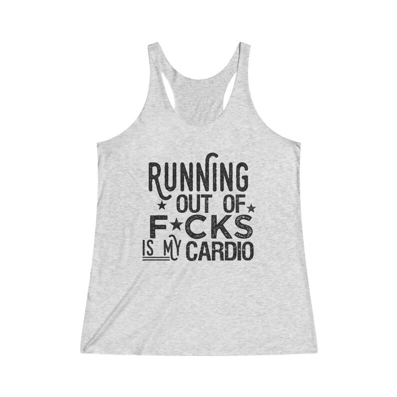 Gym Apparel Running Out of F*cks Fitness Gift for Women Cuss Word Gift Womens Racerback Tank Funny Gym Shirt Cardio Day Shirt