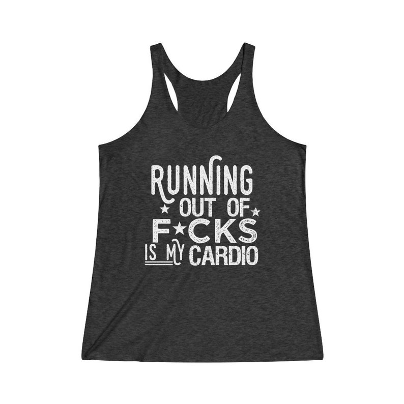 Gym Apparel Running Out of F*cks Fitness Gift for Women Cuss Word Gift Womens Racerback Tank Funny Gym Shirt Cardio Day Shirt
