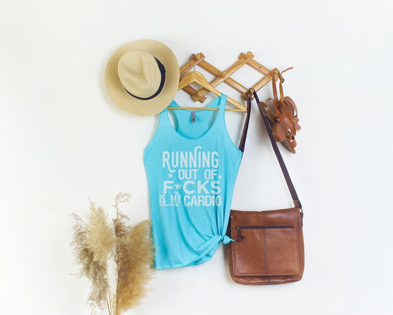 Gym Apparel Running Out of F*cks Fitness Gift for Women Cuss Word Gift Womens Racerback Tank Funny Gym Shirt Cardio Day Shirt